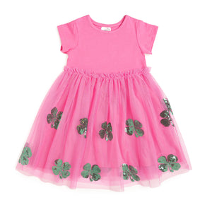 Pink Shamrock St. Patrick's Day Short Sleeve Tutu Dress