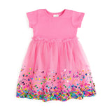 Raspberry Confetti Short Sleeve Tutu Dress