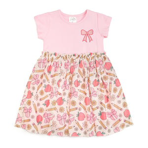 Back To School Cutie Patch Short Sleeve Tutu Dress