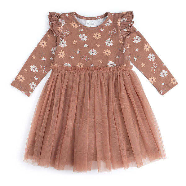 Ditsy Fall Floral Long Sleeve Tutu Dress – Sweet Wink