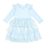 Glitter Snowflake Long Sleeve Tutu Dress
