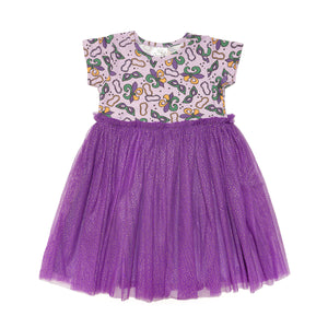 Mardi Gras Short Sleeve Tutu Dress