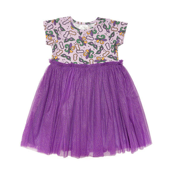 Mardi Gras Short Sleeve Tutu Dress