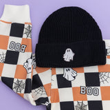 Ghost Patch Halloween Beanie - Black