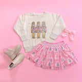Pastel Nutcracker Patch Christmas Sweatshirt - Natural