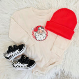 Retro Santa Christmas Long Sleeve Romper - Natural