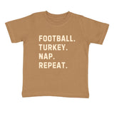 Football Turkey Nap Repeat Thanksgiving Short Sleeve T-Shirt - Mocha