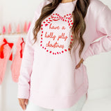 Holly Jolly Christmas Sequin Bow Patch Women's Sweatshirt