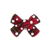 Christmas Tartan Pearl Bow Clip