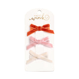 Mini Velvet Bow Clip Set