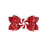 Peppermint Glitter Christmas Bow Clip