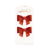 Ruby Sparkle Bow Clip Set