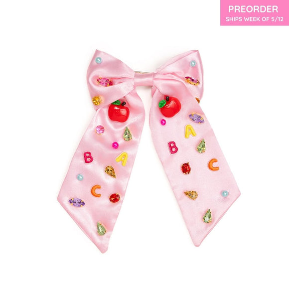 Back To School Cutie Gemstone Hair Bow Clip