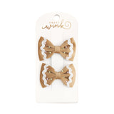 Gingerbread Christmas Velvet Bow Clip Set