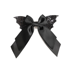Glitter Bat Halloween Coquette Bow Clip