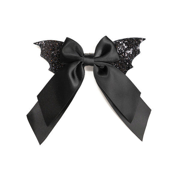 Glitter Bat Halloween Coquette Bow Clip