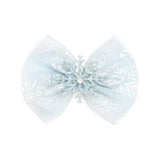 Glitter Snowflake Bow Clip