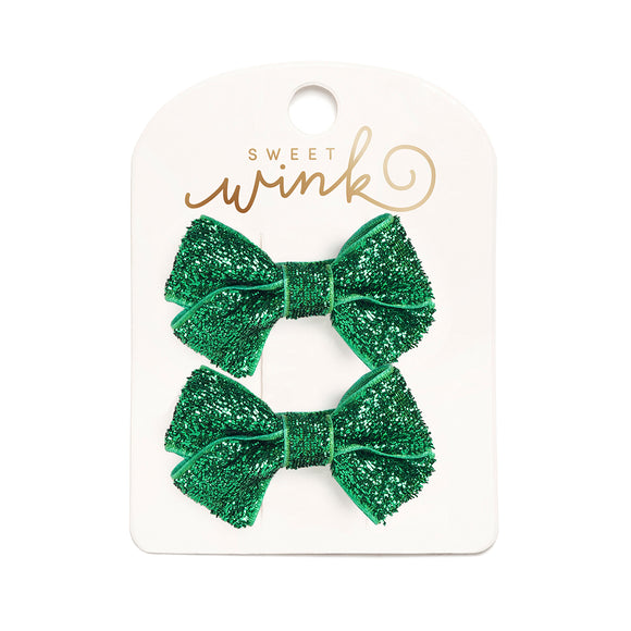 Green Bow Christmas Clip Set