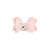 Heart Charm Glitter Bow Clip