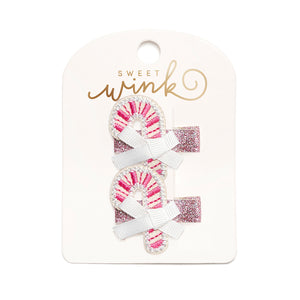 Pink Christmas Candy Cane Clip Set