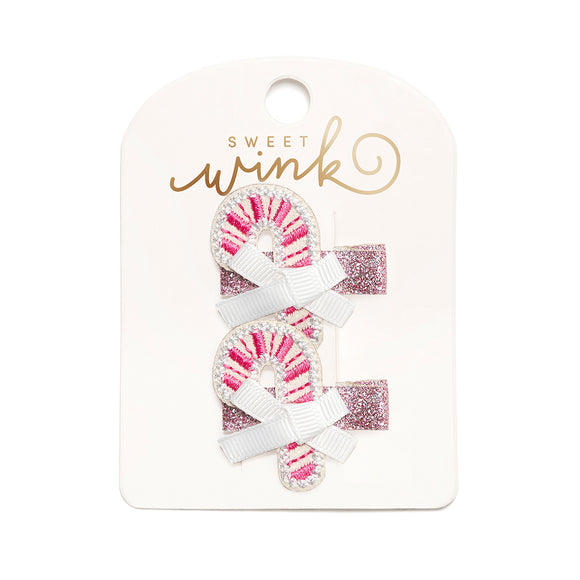 Pink Christmas Candy Cane Clip Set