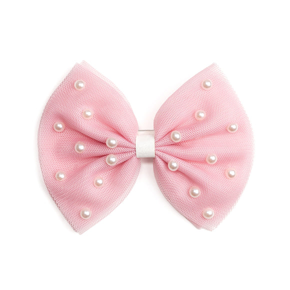 Pretty Pearl Tulle Bow Clip