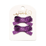 Purple Glitter Bow Clip Set