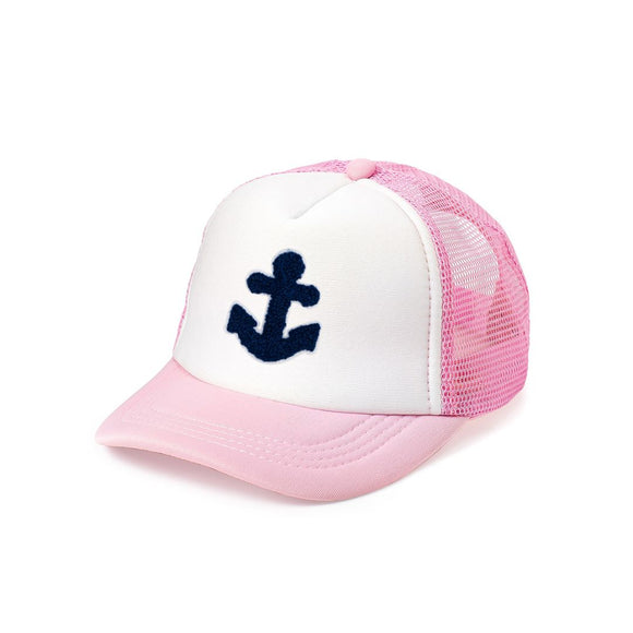 Anchor Patch Trucker Hat - Pink/White