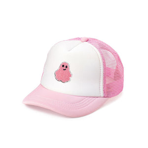 Ghost Patch Halloween Trucker Hat - Pink/White