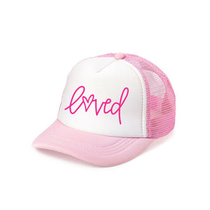 Loved Valentine's Day Trucker Hat - Pink/White