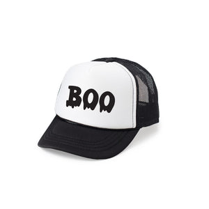 Boo Drip Halloween Trucker Hat - Black/White