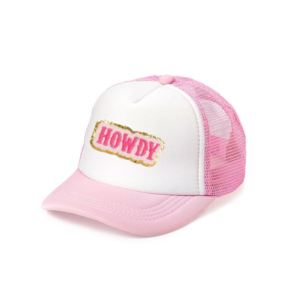 Howdy Patch Trucker Hat - Pink/White