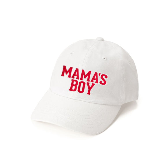 Mama's Boy Varsity Patch Valentine's Day Baseball Hat - White
