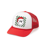 Santa Smiley Christmas Trucker Hat - Red/White