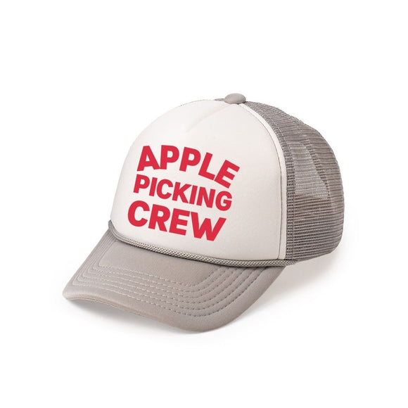 Apple Picking Crew Trucker Hat - Gray/White
