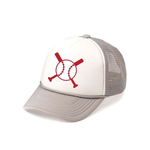 Baseball Trucker Hat - Gray/White