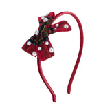 Christmas Tartan Pearl Bow Headband