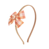 Cinnamon Plaid Tulle Bow Headband