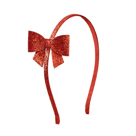 Red Glitter Bow Headband