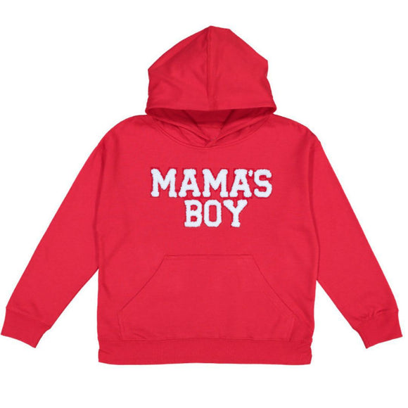 Mama's Boy Patch Valentine's Day Youth Hoodie - Red