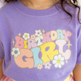 Groovy Birthday Girl Short Sleeve T-Shirt - Lavender