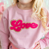 Love Script Patch Valentine's Day Sweatshirt - Pink