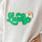 Lucky Rainbow Patch St. Patrick's Day Sweatshirt - Natural