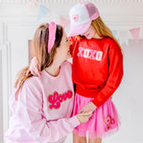 Love Script Patch Valentine's Day Adult Sweatshirt - Pink