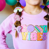 Good Vibes Patch Sweatshirt - Pink