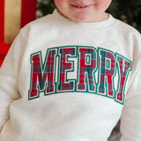 Merry Tartan Patch Christmas Sweatshirt