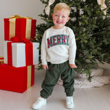 Merry Tartan Patch Christmas Sweatshirt