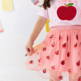 Apple Sequin Scalloped Tutu Skirt
