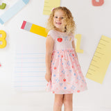Back To School Trellis Short Sleeve Tutu Dress