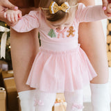Gingerbread Embroidered Christmas Long Sleeve Tutu Bodysuit